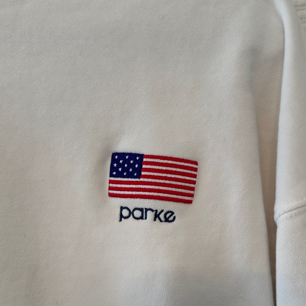 Parke Pre Shrunk Mock Neck Cropped Flag Sweatshirt - Picture 3 of 6